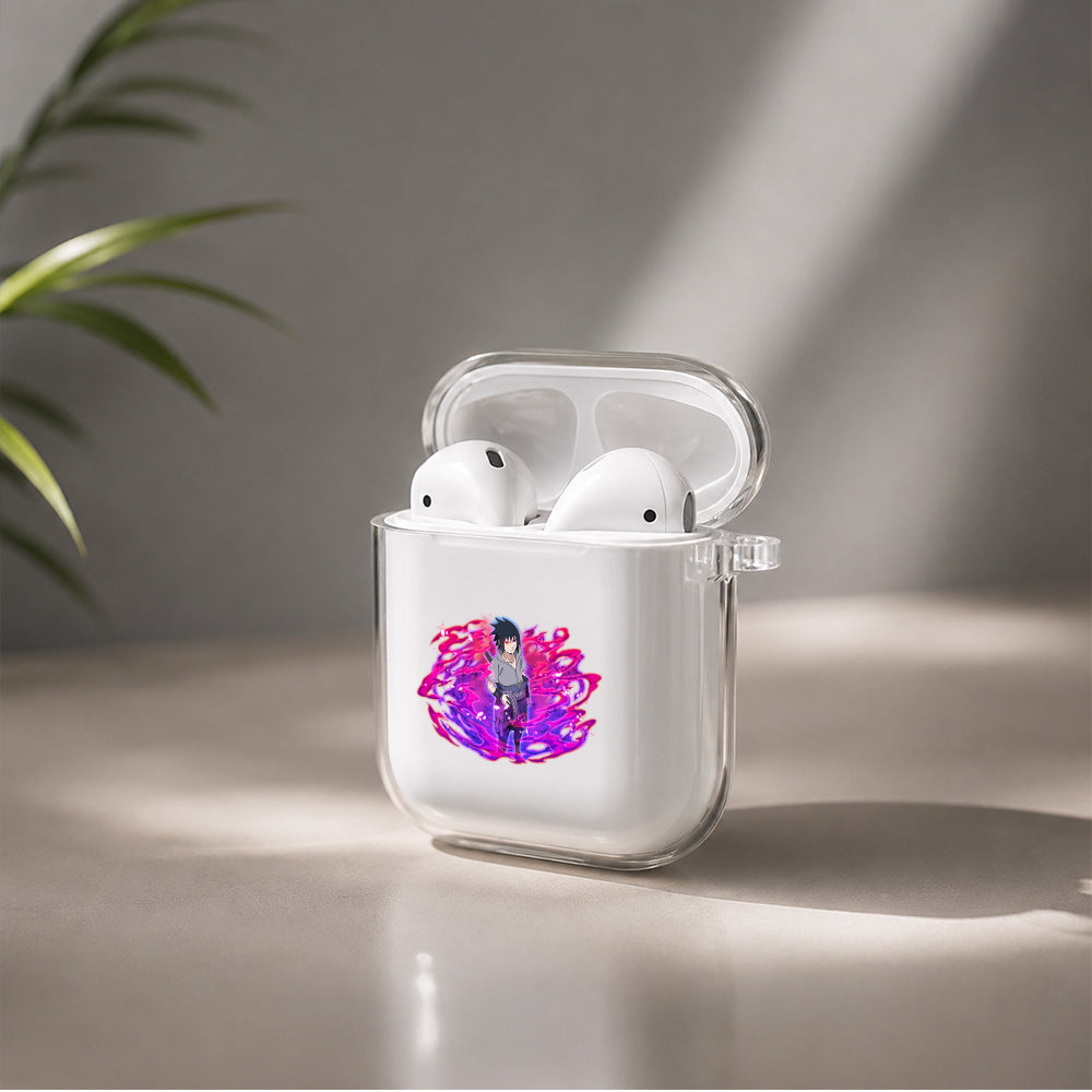 Uchiha Sasuke Protective Clear Case Cover For Apple Airpods | Soft Silicone AirPods 1 / 2 Case | Protective Cover