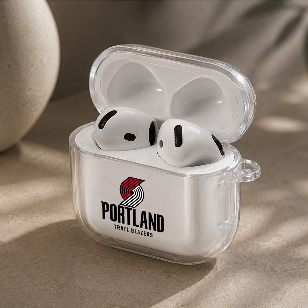 NBA Portland Trail Blazers Logo Protective Apple Airpods 4 Clear Case - Durable Clear Protection