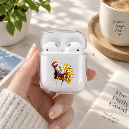 Son Goku Super Saiyan 3D Art Protective Clear Case Cover For Apple Airpods | Soft Silicone AirPods 1 / 2 Case | Protective Cover