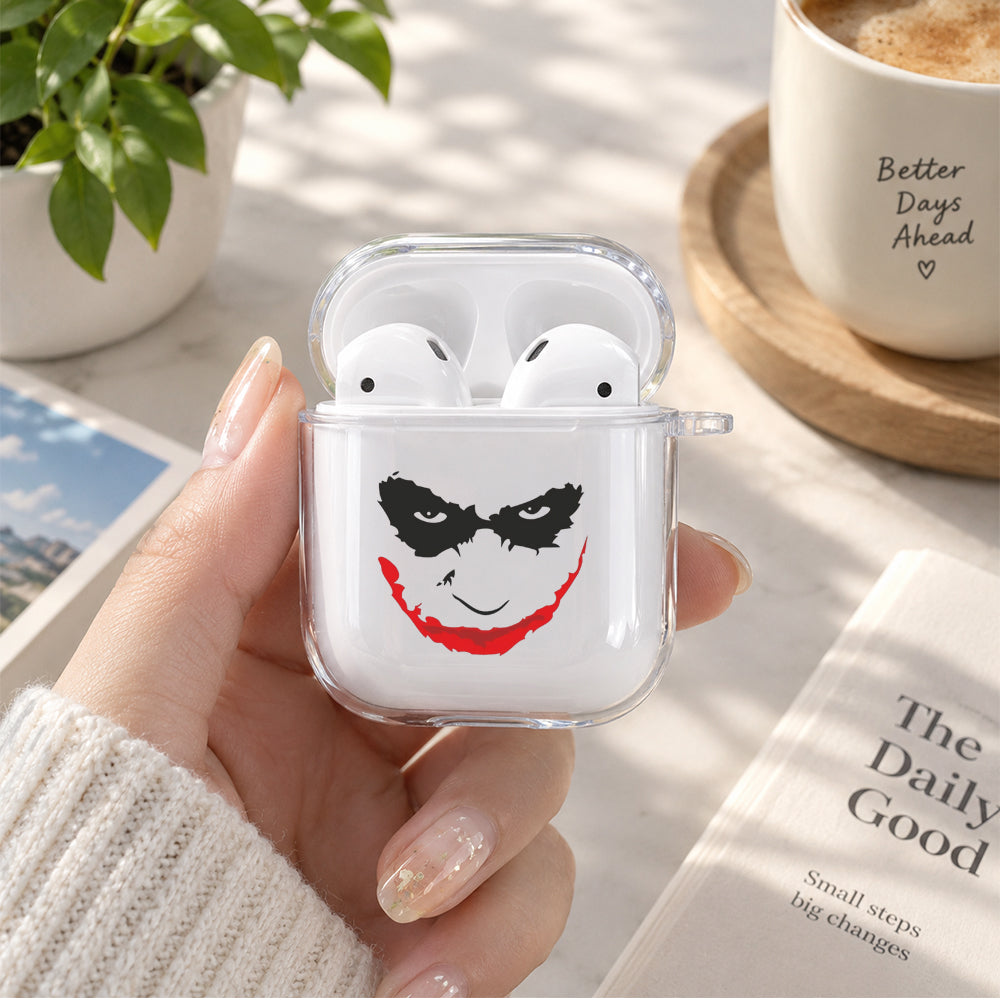 Joker Face Art Protective Clear Case Cover For Apple Airpods | Soft Silicone AirPods 1 / 2 Case | Protective Cover