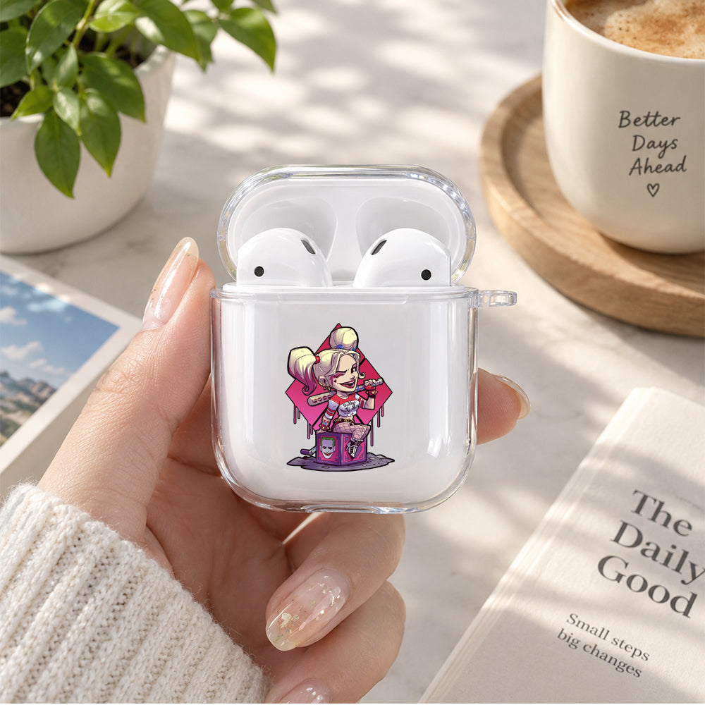 Harley Quinn Mini Cartoon Protective Clear Case Cover For Apple Airpods | Soft Silicone AirPods 1 / 2 Case | Protective Cover