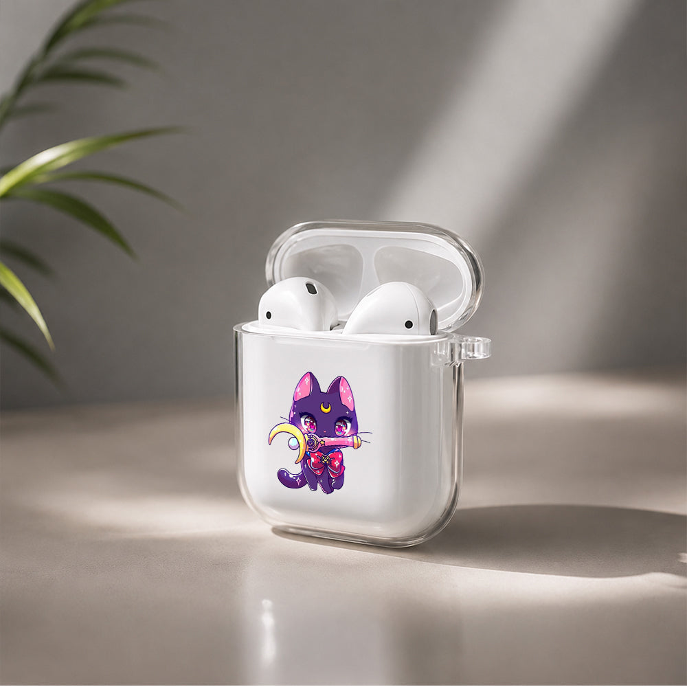 Luna Cute The Cat Protective Clear Case Cover For Apple Airpods | Soft Silicone AirPods 1 / 2 Case | Protective Cover