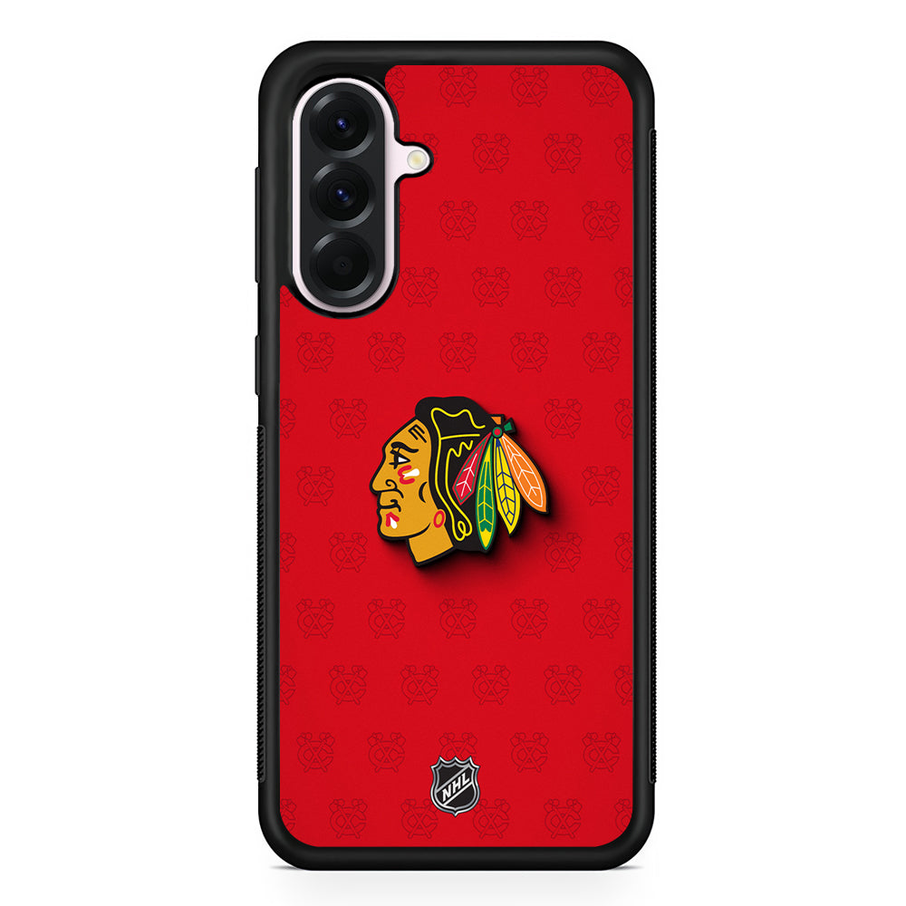 NHL Chicago Blackhawks Pattern Samsung Galaxy A56 Case | Samsung Galaxy A56 Protective Rubber Case