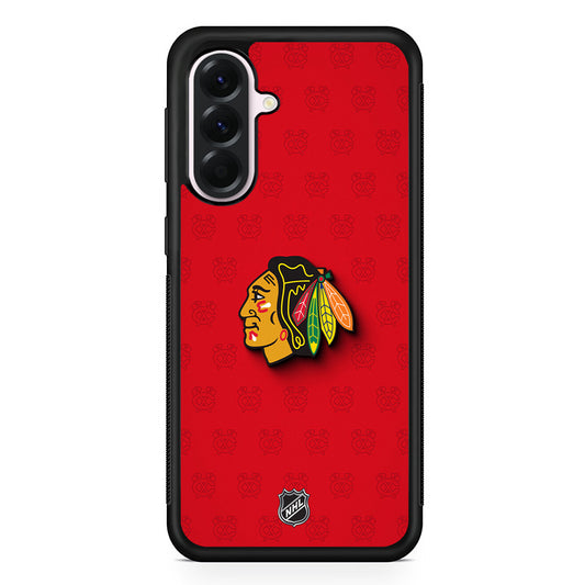 NHL Chicago Blackhawks Pattern Samsung Galaxy A56 Case | Samsung Galaxy A56 Protective Rubber Case