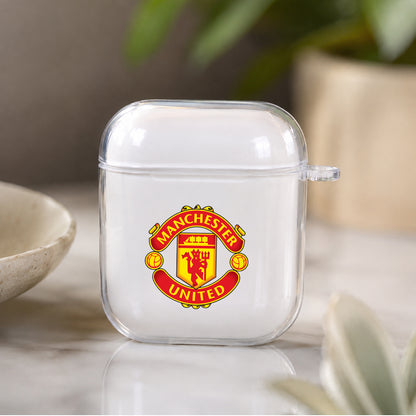 Manchester United FC Logo Protective Clear Case Cover For Apple Airpods | Soft Silicone AirPods 1 / 2 Case | Protective Cover