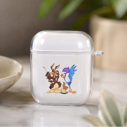 Road Runner and Wile E Coyote Protective Clear Case Cover For Apple Airpods | Soft Silicone AirPods 1 / 2 Case | Protective Cover