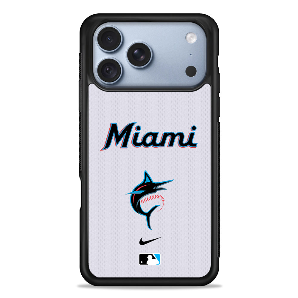 MLB Miami Marlins White Nike iPhone 18 Pro Case - iPhone 18 Pro Silicone Case