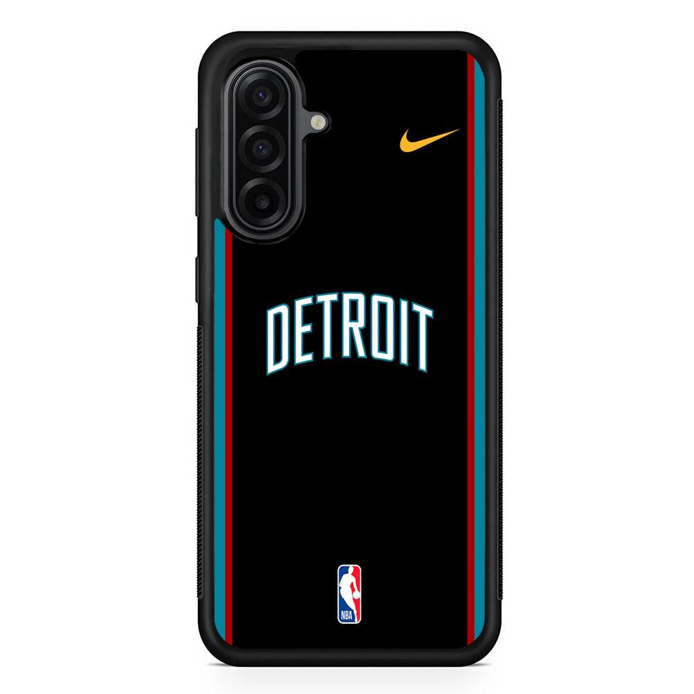 NBA Detroit Pistons Black Nike Samsung Galaxy A17 Case | Durable Rubber Samsung Galaxy A17 Phone Case