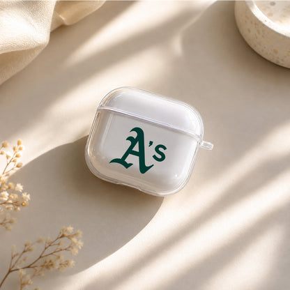 MLB Athletics Logo Protective Apple Airpods 4 Clear Case - Durable Clear Protection