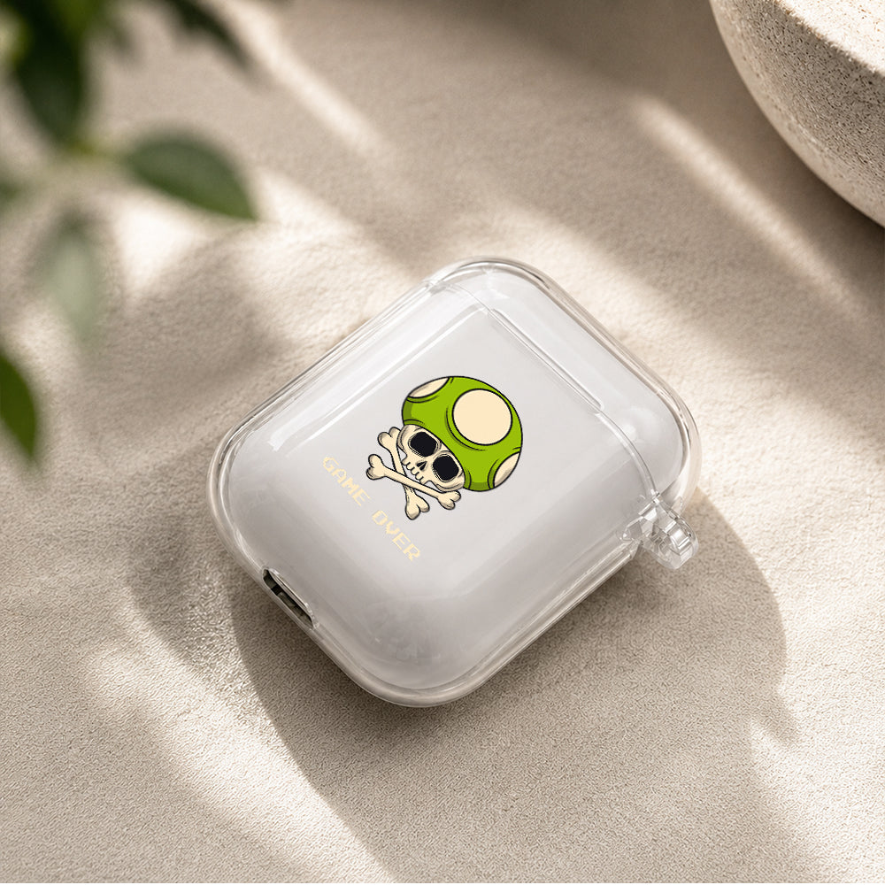 Mushroom Game Over Protective Clear Case Cover For Apple Airpods | Soft Silicone AirPods 1 / 2 Case | Protective Cover