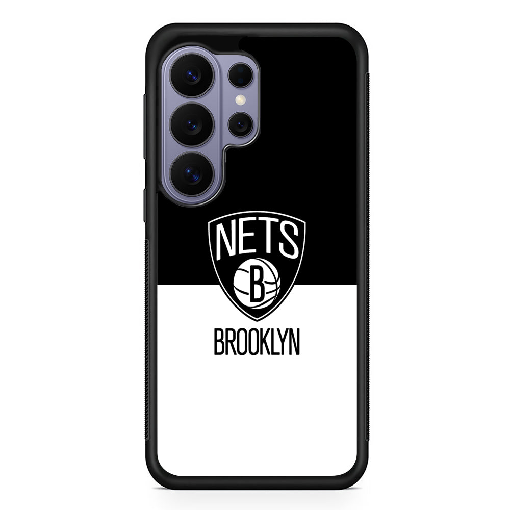 NBA Brooklyn Nets Black White Samsung Galaxy S26 Ultra Case | Protective Rubber Cover