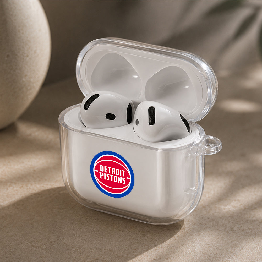 NBA Detroit Pistons Logo Protective Apple Airpods 4 Clear Case - Durable Clear Protection