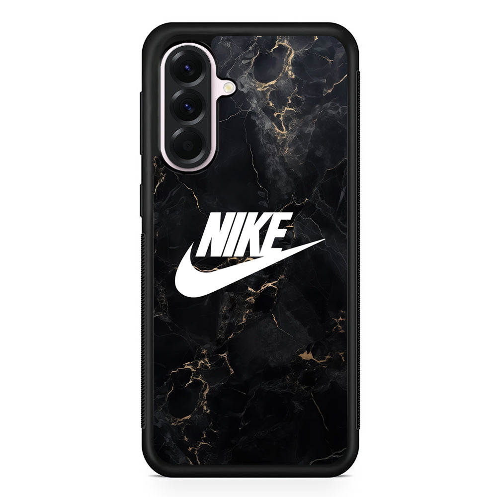 Nike Logo Black Stone Marble Samsung Galaxy A56 Case | Samsung Galaxy A56 Protective Rubber Case