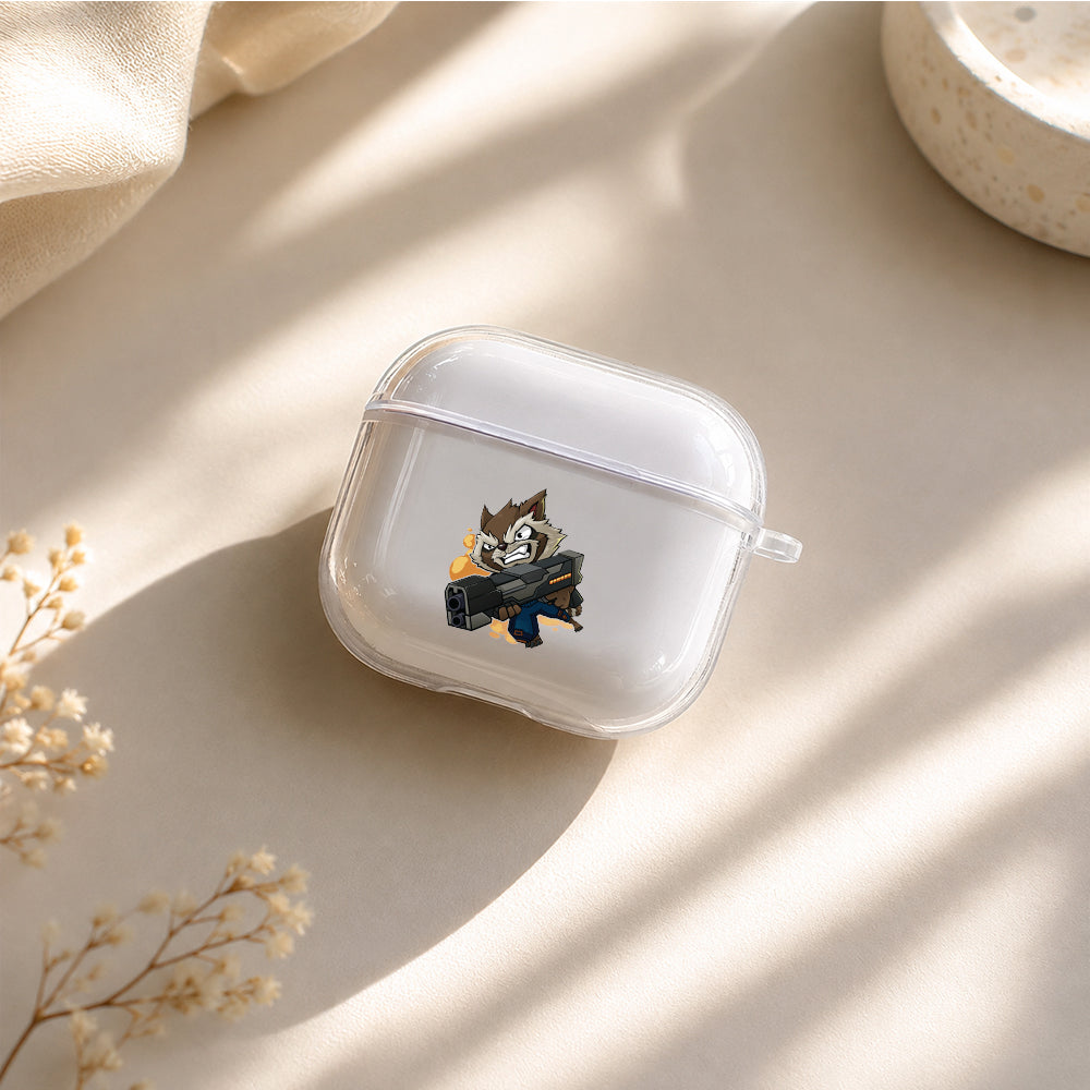 Rocket Raccoon Chibi Version Protective Apple Airpods 4 Clear Case - Durable Clear Protection