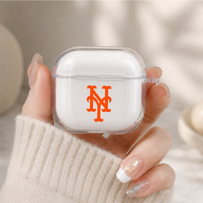 MLB New York Mets Logo Protective Apple Airpods 4 Clear Case - Durable Clear Protection