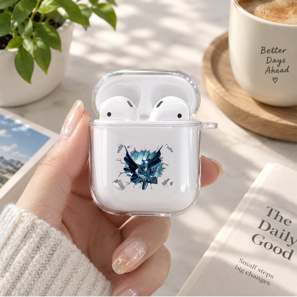Batman 3D Art Protective Clear Case Cover For Apple Airpods | Soft Silicone AirPods 1 / 2 Case | Protective Cover