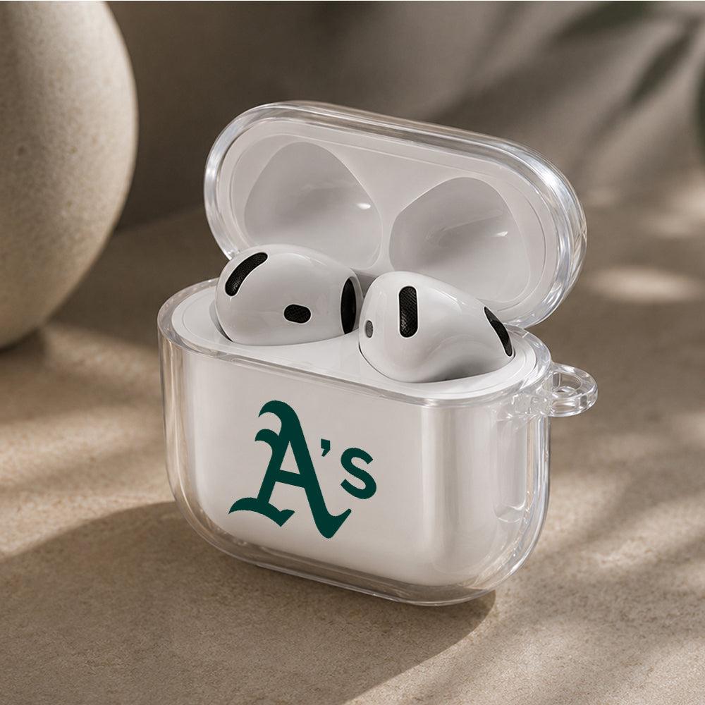 MLB Athletics Logo Protective Apple Airpods 4 Clear Case - Durable Clear Protection