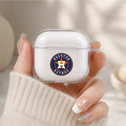 MLB Houston Astros Logo Protective Apple Airpods 4 Clear Case - Durable Clear Protection