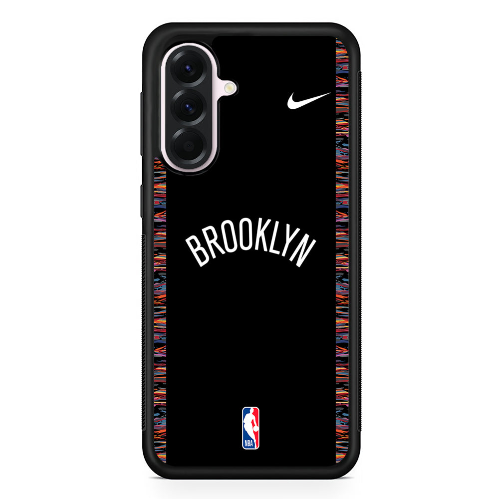 NBA Brooklyn Nets Black Nike Samsung Galaxy A56 Case | Samsung Galaxy A56 Protective Rubber Case