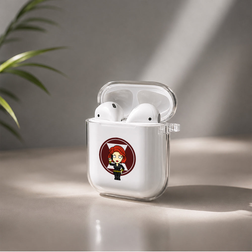 Black Widow Avengers Protective Clear Case Cover For Apple Airpods | Soft Silicone AirPods 1 / 2 Case | Protective Cover