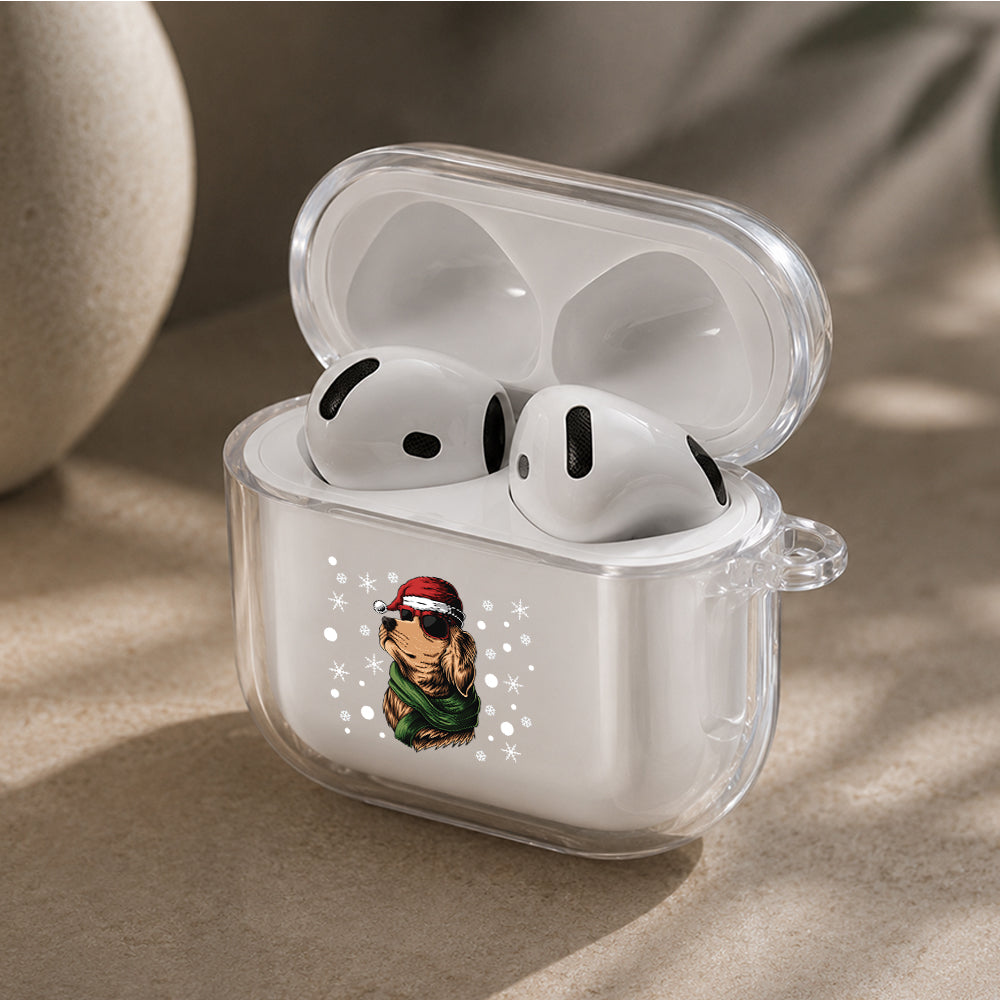 Dog Christmas Snow Protective Apple Airpods 4 Clear Case - Durable Clear Protection