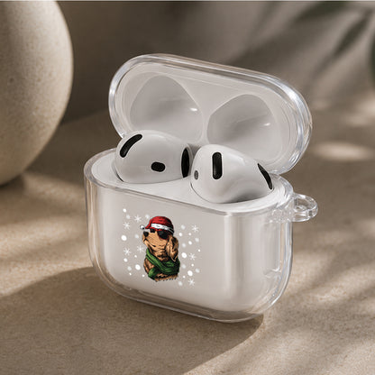 Dog Christmas Snow Protective Apple Airpods 4 Clear Case - Durable Clear Protection
