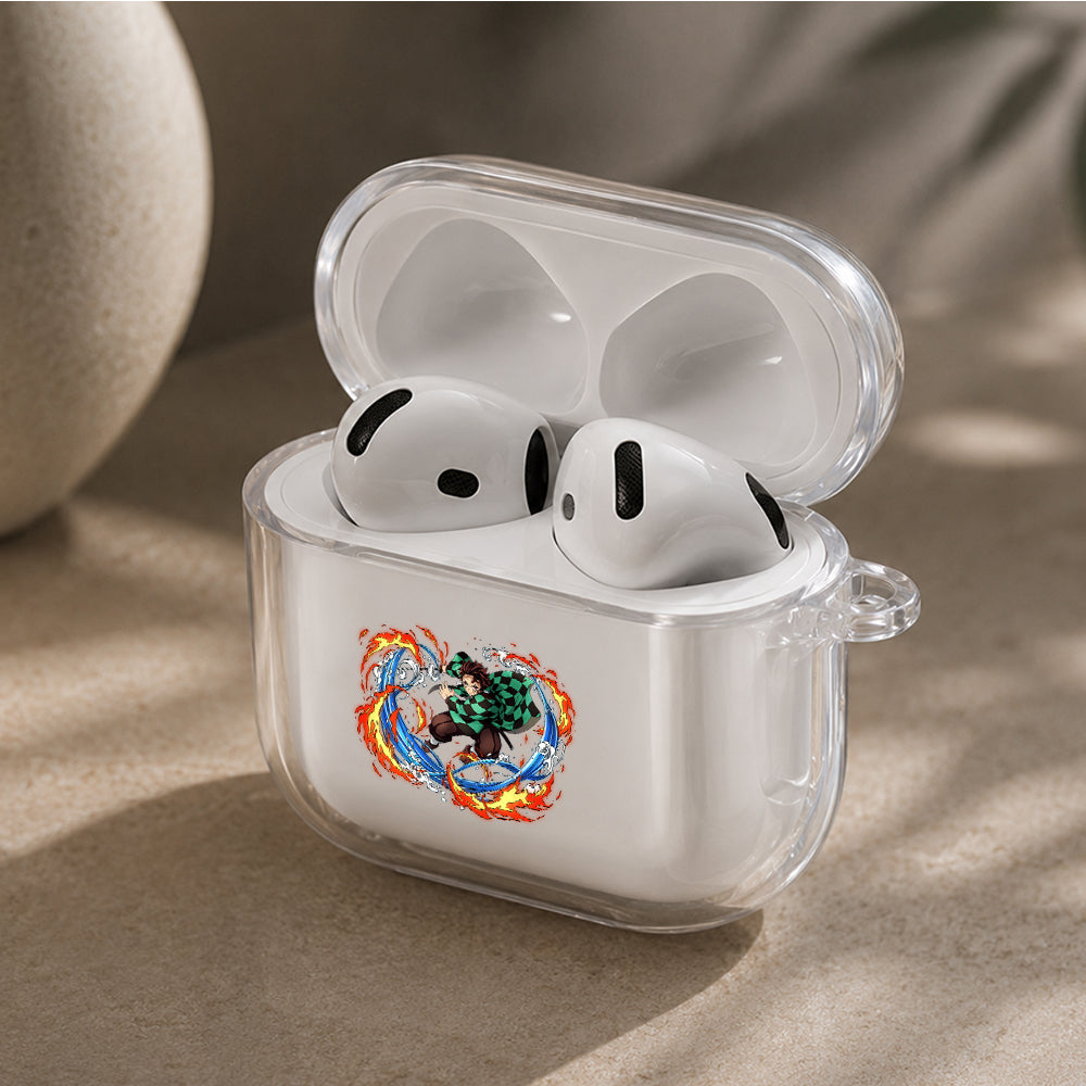 Demon Slayer Tanjiro Dual Breathing Protective Apple Airpods 4 Clear Case - Durable Clear Protection