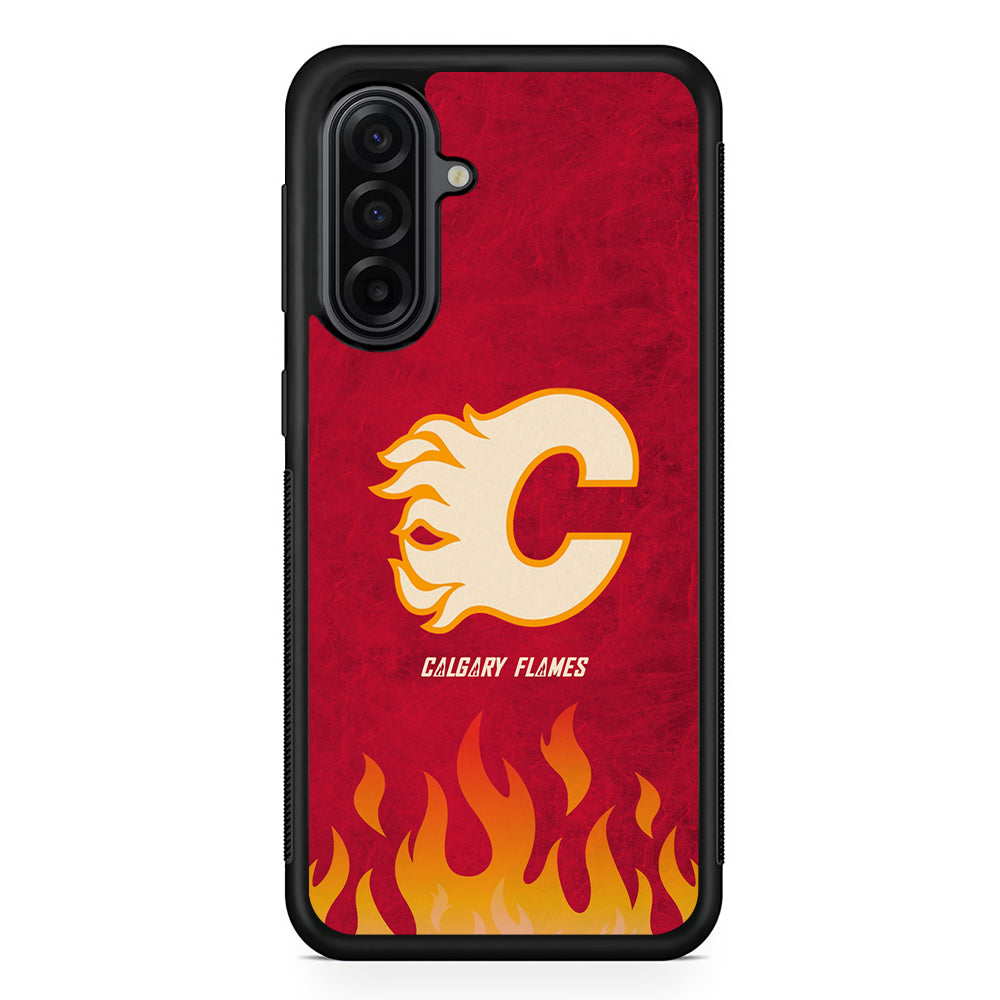 NHL Calgary Flames Red Fire Samsung Galaxy A17 Case | Durable Rubber Samsung Galaxy A17 Phone Case