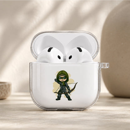 Green Arrow Chibi Version Protective Apple Airpods 4 Clear Case - Durable Clear Protection