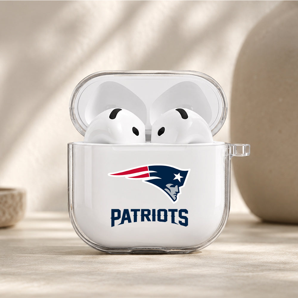 NFL New England Patriots Logo Protective Apple Airpods 4 Clear Case - Durable Clear Protection