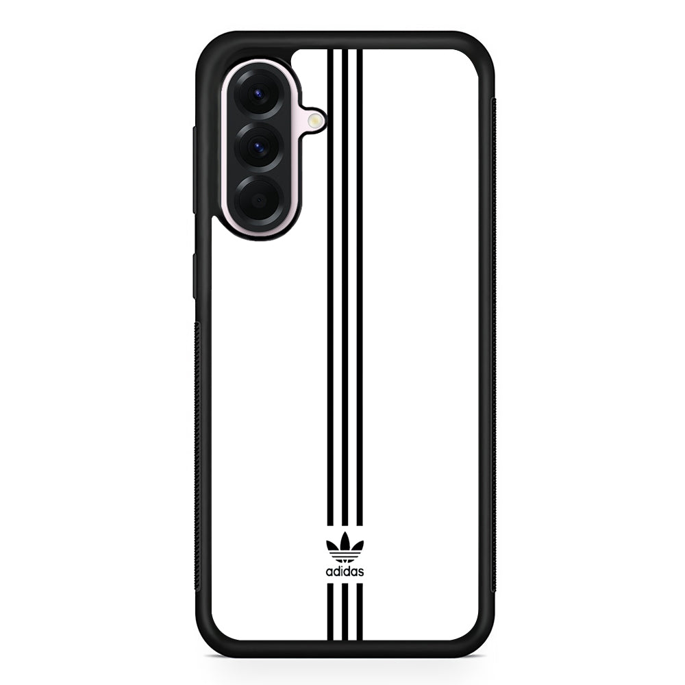 Adidas White Three Lines Samsung Galaxy A56 Case | Samsung Galaxy A56 Protective Rubber Case