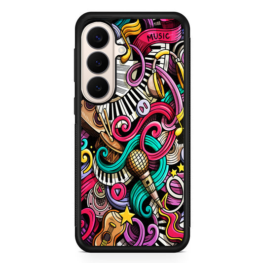 Music Doodle Art Samsung Galaxy S26 Case | Durable Protective Rubber Cover