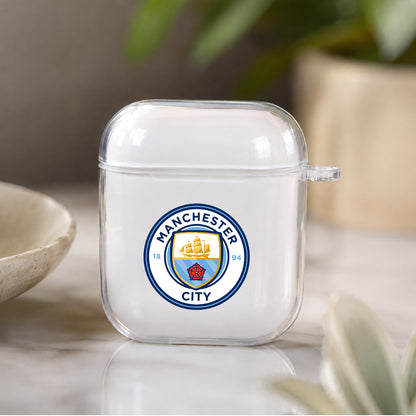 Manchester City Logo Protective Clear Case Cover For Apple Airpods | Soft Silicone AirPods 1 / 2 Case | Protective Cover