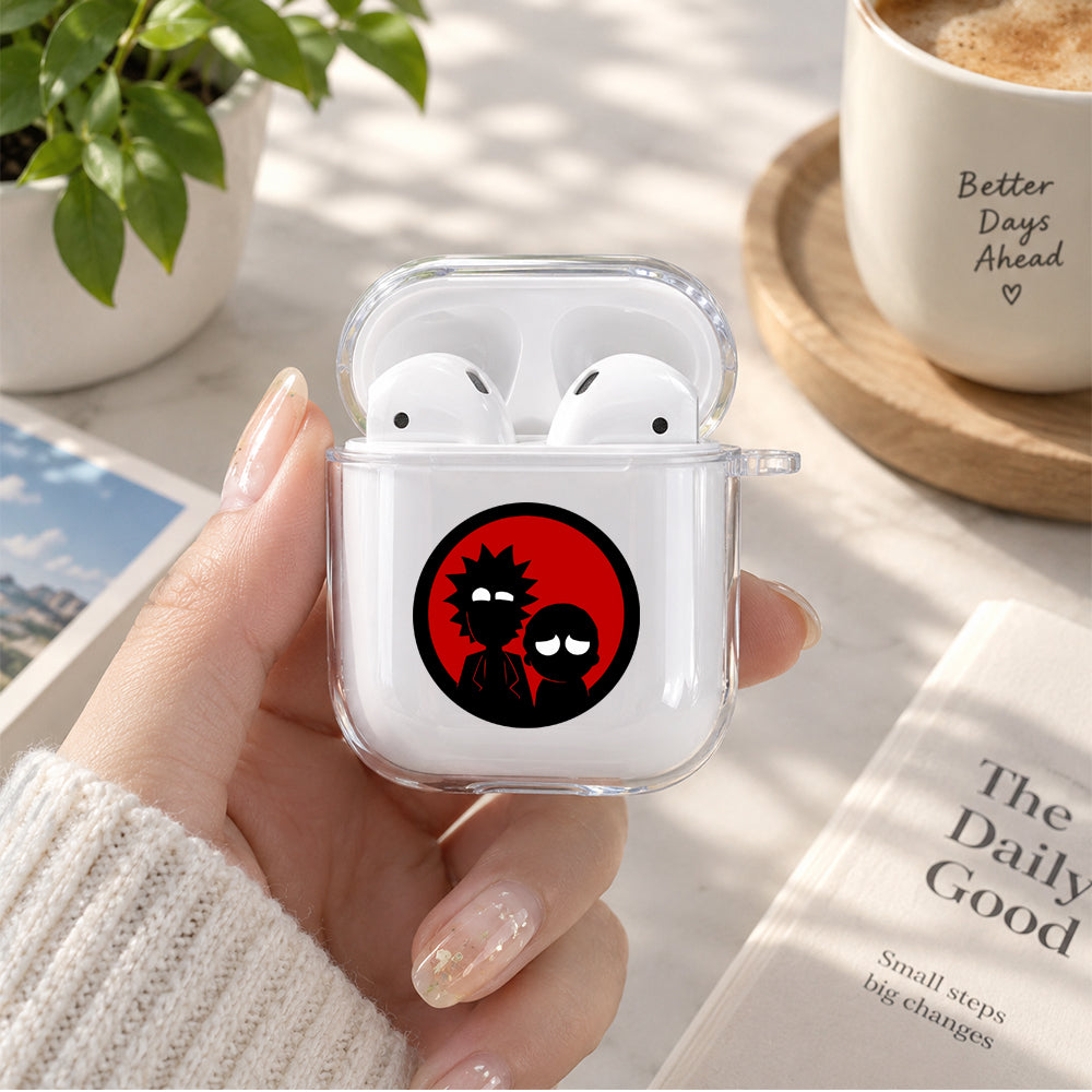 Rick and Morty Silhouette Protective Clear Case Cover For Apple Airpods | Soft Silicone AirPods 1 / 2 Case | Protective Cover
