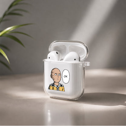 Saitama One Punch Man Protective Clear Case Cover For Apple Airpods | Soft Silicone AirPods 1 / 2 Case | Protective Cover