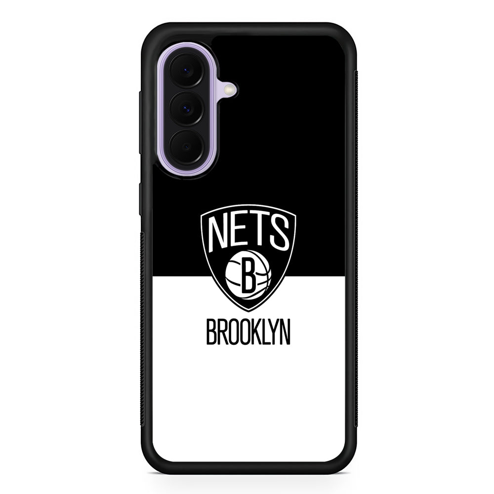 NBA Brooklyn Nets Black White Samsung Galaxy A37 Case | Samsung Galaxy A37 Rubber Protective Case