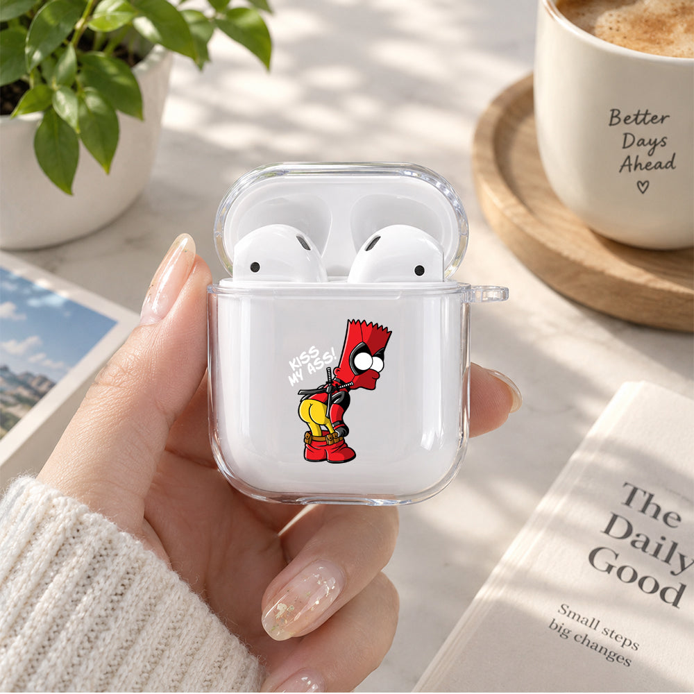 Bart Deadpool Costume Protective Clear Case Cover For Apple Airpods | Soft Silicone AirPods 1 / 2 Case | Protective Cover