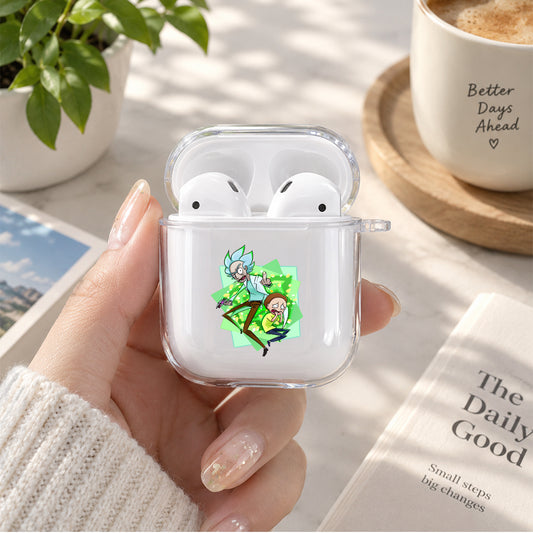 Rick and Morty Scary Journey Protective Clear Case Cover For Apple Airpods | Soft Silicone AirPods 1 / 2 Case | Protective Cover