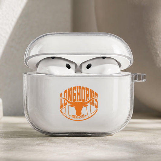 Texas Longhorns Burnt Orange Protective Apple AirPods Pro 3 Clear Case | Shockproof Cover