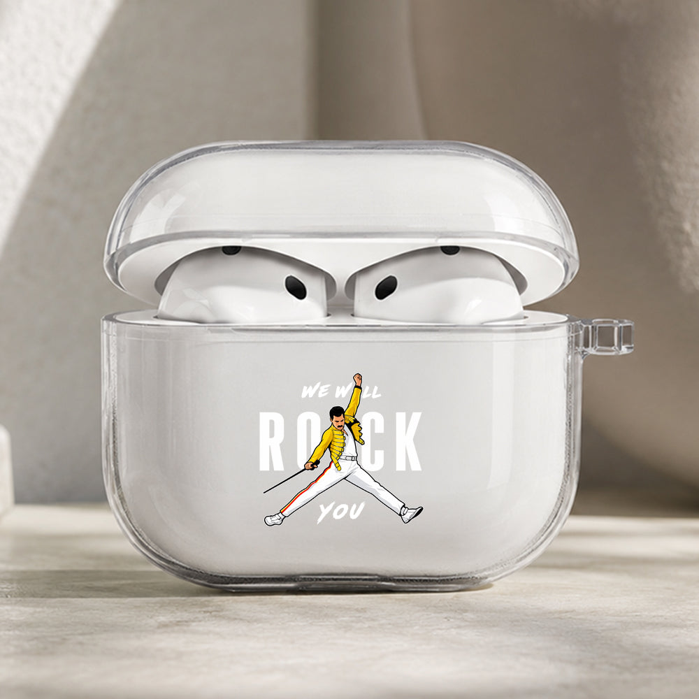 Freddie Mercury Iconic Jumpman Protective Apple AirPods Pro 3 Clear Case | Shockproof Cover