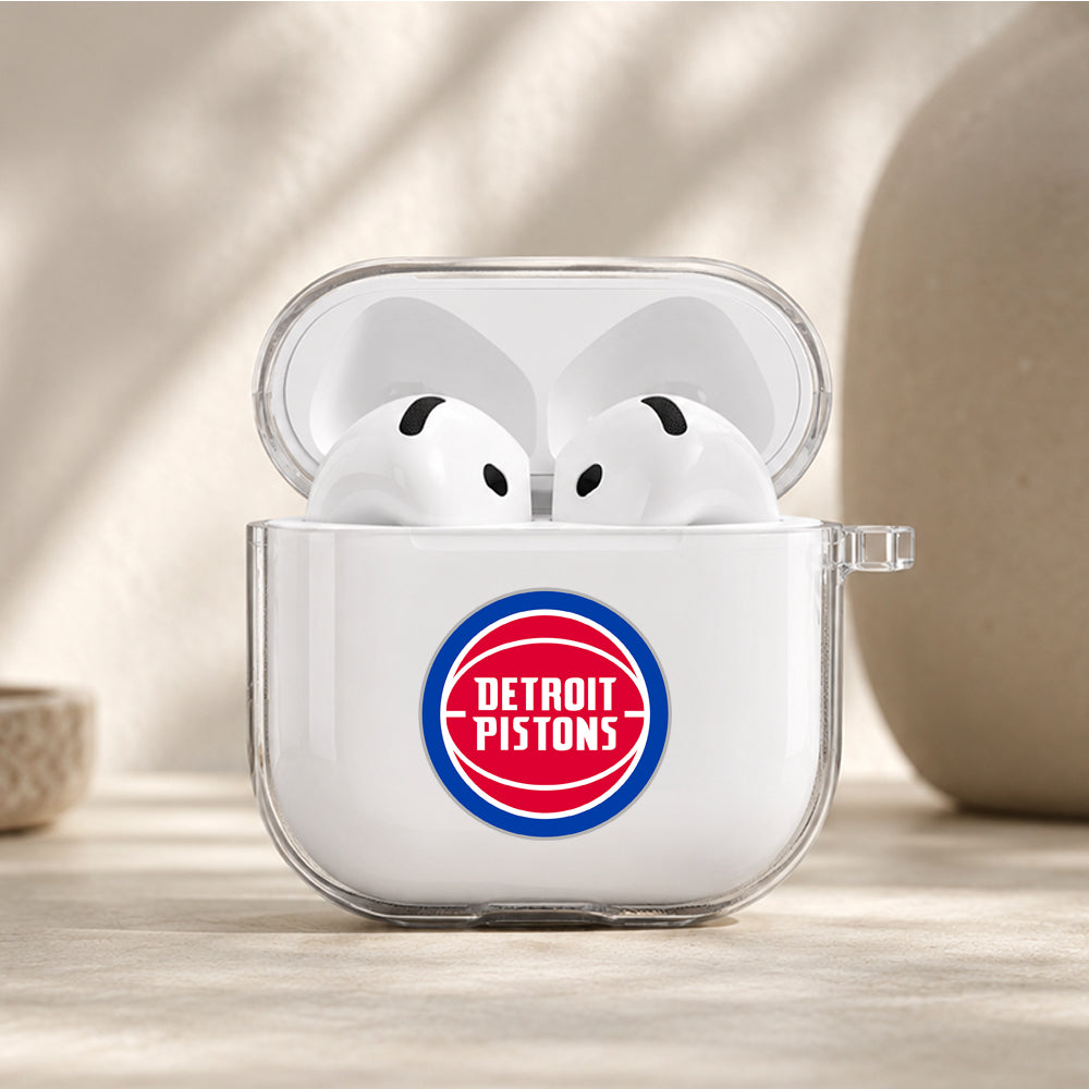 NBA Detroit Pistons Logo Protective Apple Airpods 4 Clear Case - Durable Clear Protection