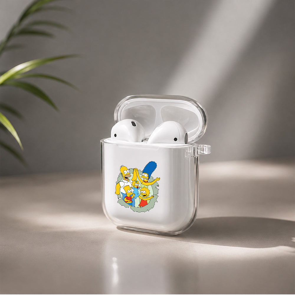 The simpson family harmony Protective Clear Case Cover For Apple Airpods | Soft Silicone AirPods 1 / 2 Case | Protective Cover