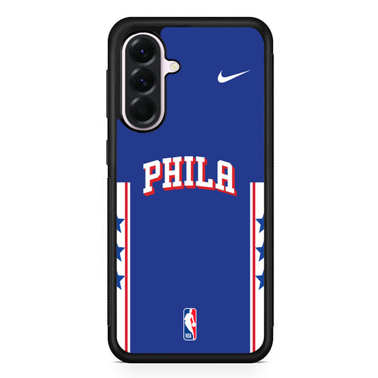 NBA Philadelphia 76ers Blue Nike Samsung Galaxy A56 Case | Samsung Galaxy A56 Protective Rubber Case