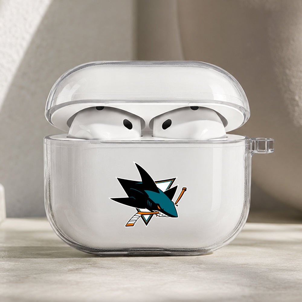 NHL San Jose Sharks Symbol Protective Apple AirPods Pro 3 Clear Case | Shockproof Cover