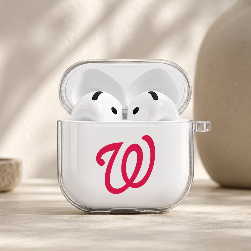 MLB Washington Nationals Logo Protective Apple Airpods 4 Clear Case - Durable Clear Protection