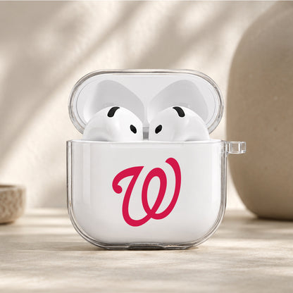 MLB Washington Nationals Logo Protective Apple Airpods 4 Clear Case - Durable Clear Protection