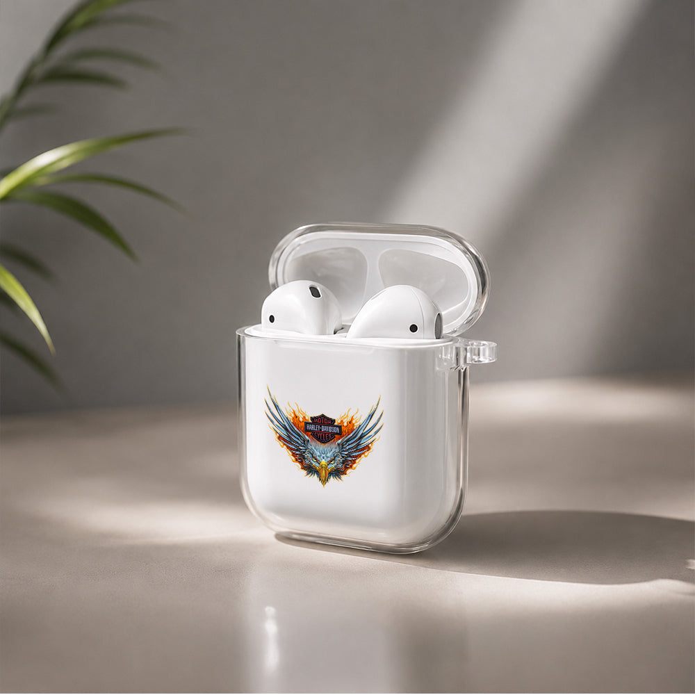 Eagle Harley Davidson Symbol Protective Clear Case Cover For Apple Airpods | Soft Silicone AirPods 1 / 2 Case | Protective Cover