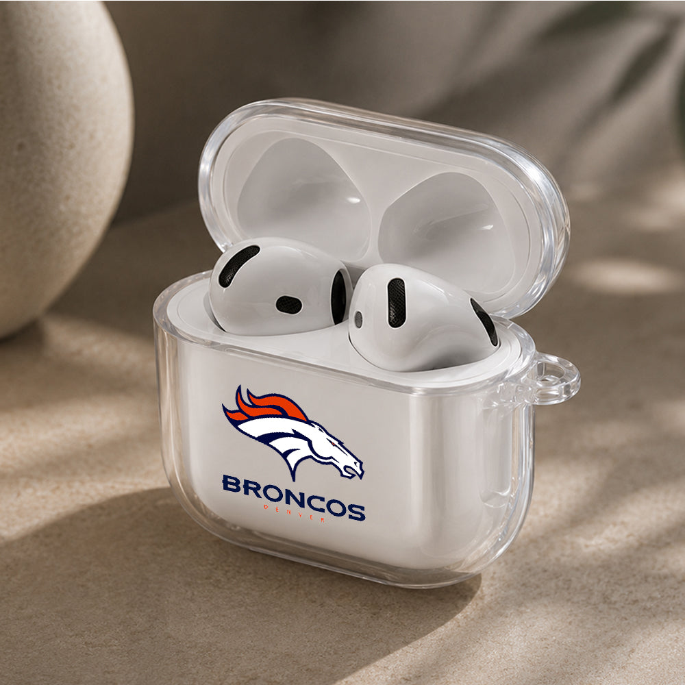 NFL Denver Broncos Logo Protective Apple Airpods 4 Clear Case - Durable Clear Protection