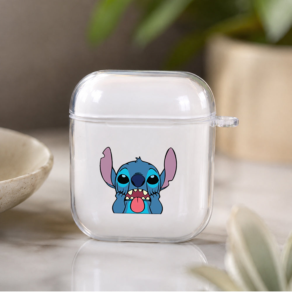 Stitch Mock Face Protective Clear Case Cover For Apple Airpods | Soft Silicone AirPods 1 / 2 Case | Protective Cover