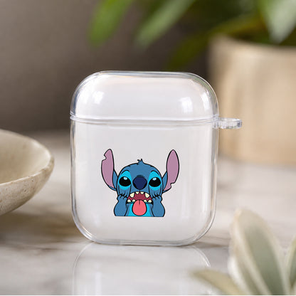 Stitch Mock Face Protective Clear Case Cover For Apple Airpods | Soft Silicone AirPods 1 / 2 Case | Protective Cover